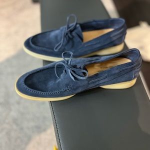 Loro Piana blue suede boat shoes